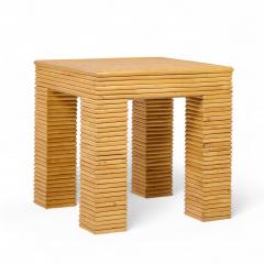  McGuire Furniture John and Elinor McGuire McGuire Style Mid Century Rattan Side Tables Pair - 4302487