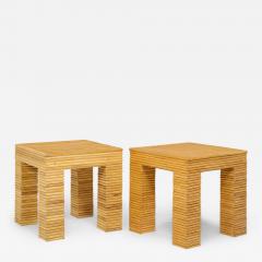  McGuire Furniture John and Elinor McGuire McGuire Style Mid Century Rattan Side Tables Pair - 4305775