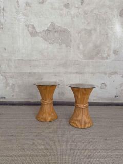  McGuire Furniture John and Elinor McGuire Pair of Bamboo Sidetables With Glass Tops By Mcguire 1970s - 4364731