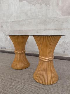  McGuire Furniture John and Elinor McGuire Pair of Bamboo Sidetables With Glass Tops By Mcguire 1970s - 4364764