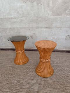  McGuire Furniture John and Elinor McGuire Pair of Bamboo Sidetables With Glass Tops By Mcguire 1970s - 4364768