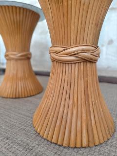  McGuire Furniture John and Elinor McGuire Pair of Bamboo Sidetables With Glass Tops By Mcguire 1970s - 4364770
