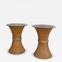  McGuire Furniture John and Elinor McGuire Pair of Bamboo Sidetables With Glass Tops By Mcguire 1970s - 4428154