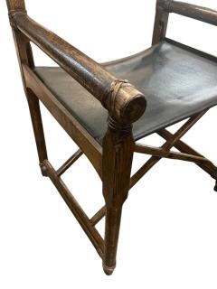  McGuire Furniture John and Elinor McGuire Pair of McGuire Oak Folding Campaign Chairs - 4044808
