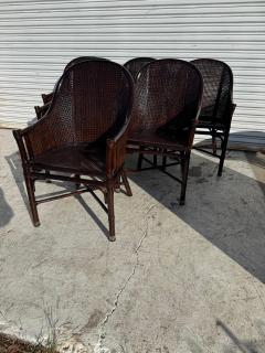  McGuire Furniture John and Elinor McGuire Set of 6 Maguire Dark Walnut Bamboo and Cane Dining Chairs - 4406817