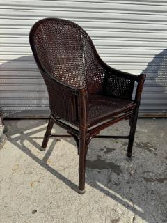  McGuire Furniture John and Elinor McGuire Set of 6 Maguire Dark Walnut Bamboo and Cane Dining Chairs - 4406833
