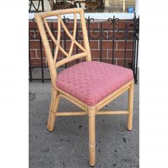  McGuire Furniture John and Elinor McGuire Set of 6 Vintage McGuire Furniture Co Rattan Cross Hatch Lattice Dining Chairs - 4715760