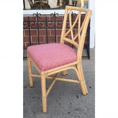  McGuire Furniture John and Elinor McGuire Set of 6 Vintage McGuire Furniture Co Rattan Cross Hatch Lattice Dining Chairs - 4715761