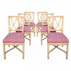  McGuire Furniture John and Elinor McGuire Set of 6 Vintage McGuire Furniture Co Rattan Cross Hatch Lattice Dining Chairs - 4715766