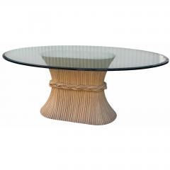  McGuire Furniture John and Elinor McGuire Vintage McGuire Furniture Co Glass Top Horse Track Dining Table - 4715751
