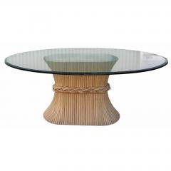  McGuire Furniture John and Elinor McGuire Vintage McGuire Furniture Co Glass Top Horse Track Dining Table - 4715755