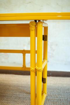  McGuire Furniture John and Elinor McGuire Yellow Lacquered Console with Flip Top Surface from McGuire San Francisco 1970s - 4480602