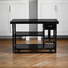  McGuire Furniture McGuire 1970s Dining Room Set in Black Lacquered Rattan - 3347518