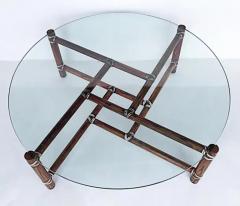  McGuire Furniture McGuire Funiture San Francisco Round Glass Top Coffee Table with Rawhide Straps - 3509551