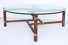  McGuire Furniture McGuire Funiture San Francisco Round Glass Top Coffee Table with Rawhide Straps - 3509557