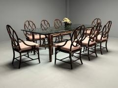  McGuire Furniture McGuire Mid Century Modern Dining Table and 8 Chairs Bamboo Rattan 1960s - 3752761