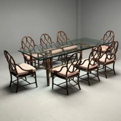  McGuire Furniture McGuire Mid Century Modern Dining Table and 8 Chairs Bamboo Rattan 1960s - 3752763