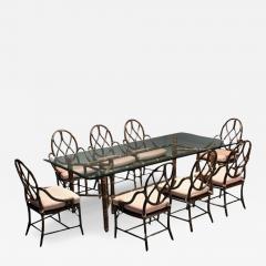  McGuire Furniture McGuire Mid Century Modern Dining Table and 8 Chairs Bamboo Rattan 1960s - 3755519