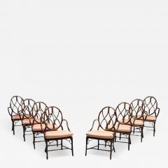  McGuire Furniture McGuire Mid Century Modern Eight Dining Chairs Bamboo Rattan 20th C  - 3755521