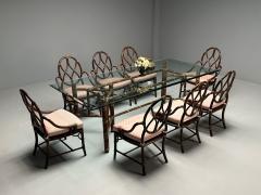  McGuire Furniture McGuire Mid Century Modern Glass Top Dining Table Bamboo Rattan 1970s - 3753142