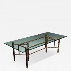  McGuire Furniture McGuire Mid Century Modern Glass Top Dining Table Bamboo Rattan 1970s - 3755520