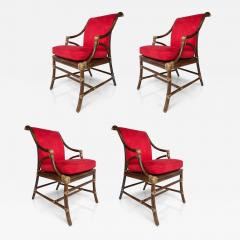  McGuire Furniture McGuire San Francisco Rattan Cane and Rawhide Armchairs Set of 4 - 3527481
