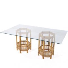  McGuire Furniture McGuire Style Mid Century Rattan and Glass Dining Table - 3928168