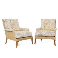  McGuire Furniture McGuire Umbria Mid Century Rattan and Wicker Lounge Chairs Pair - 3994137