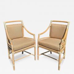  McGuire Furniture Pair of McGuire Furniture Company Bamboo Arm Chairs Target Pattern - 3562777