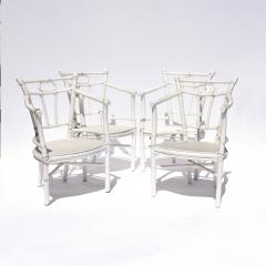  McGuire Furniture Set Of 4 Vintage Mcguire White Painted Bamboo Rattan Dining Chairs Circa 1960 - 2753400