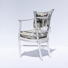  McGuire Furniture Set Of 4 Vintage Mcguire White Painted Bamboo Rattan Dining Chairs Circa 1960 - 2753402