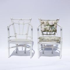  McGuire Furniture Set Of 4 Vintage Mcguire White Painted Bamboo Rattan Dining Chairs Circa 1960 - 2753403