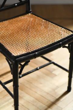  McGuire Furniture Set of 4 Mc Guire 1970 chairs in black lacquered Rattan and Vienna straw - 3575173