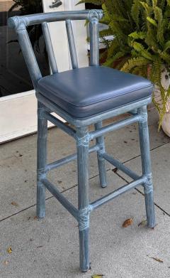  McGuire Furniture Unusual McGuire Furniture Company Blue Bamboo Bar Stool - 3877573