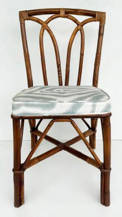  McGuire Furniture Vintage Coastal Rattan Side Chairs with Upholstered Seat Cushions Set of 4 - 3772393