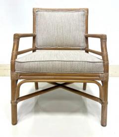  McGuire Furniture Vintage Rattan Recently Upholstered Armchairs McGuire Attributed Pair - 3887775