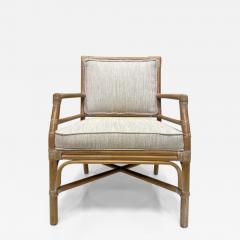  McGuire Furniture Vintage Rattan Recently Upholstered Armchairs McGuire Attributed Pair - 3890026