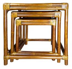  McGuire Furniture Vintage Set of 3 Rattan Woven Grass Nesting Tables McGuire Manner - 3528459