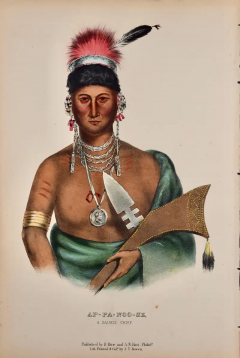  McKenney Hall Ap Pa Noo Se A Saukie Chief Original Hand colored McKenney Hall Lithograph - 2839588