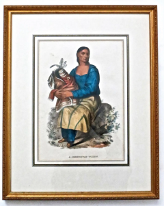  McKenney Hall McKenney and Hall Hand Painted Lithograph Chippeway Widow circa 1837 - 3008426