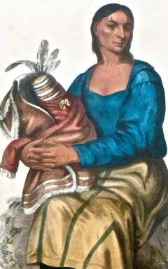  McKenney Hall McKenney and Hall Hand Painted Lithograph Chippeway Widow circa 1837 - 3008437