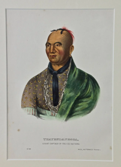  McKenney Hall Original Hand Colored McKenney Hall Engraving Thayendanegea Great Captain  - 2765317