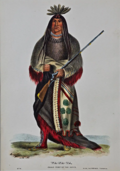  McKenney Hall Original Hand Colored McKenney Hall Engraving Wa Na Ta Chief of the Sioux  - 2718579