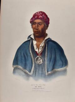  McKenney Hall Qua Ta Wa Pea A Shawnee 19th C Folio Hand colored McKenney Hall Lithograph - 3029245