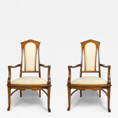  Medea Medea Hand Carved Art Nouveau Style Armchairs Pair - 3505200