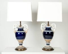  Meissen Antique Pair Of Meissen Cobalt Blue Porcelain Lamps - 85511