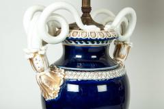  Meissen Antique Pair Of Meissen Cobalt Blue Porcelain Lamps - 85512