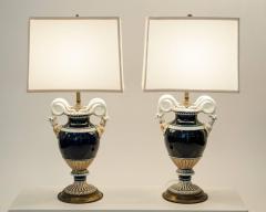  Meissen Antique Pair Of Meissen Cobalt Blue Porcelain Lamps - 85514