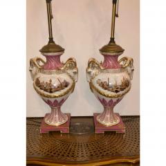  Meissen Porcelain Manufactory 18th C Augustus Rex German Porcelain Scenic Urns Now Designer Table Lamps a Pair - 1774497