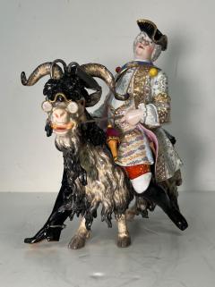  Meissen Porcelain Manufactory Large Meissen Porcelain Group of Count Bruhls Tailor on a Goat 19th Century - 3948642